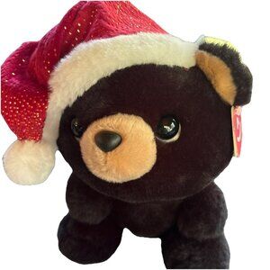 Aurora Holiday Christmas Button Black‎ Bear 11" Eco Friendly Recycled Materials